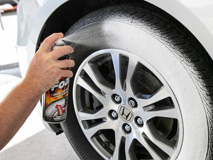 Meguiar's Hot Shine Tire Foam - High Goss Tire Shine that Cleans, Shines, and Protects in One, Deep, Black Shine with Conditioners and UV Protection to Help Keep Tires Looking Like New, 19 Oz Aerosol - size: 1-pack
