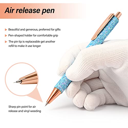 NEWISHTOOL 2 Pack Glitter Pin Pen Weeding Tool, Air Relase Pen for Car Wrap Installation, Vinyl Craft Adhesive Weeding and Removing Negative Pieces, Shinny Sequins Weed Pens for Vinyl