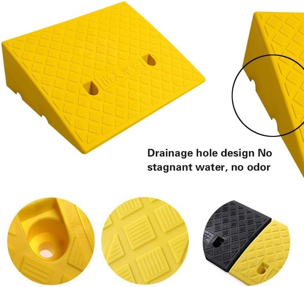 Lightweight Curb Ramps Plastic Driveway Ramp Portable Threshold Ramp Set for Sidewalk Car Scooter Bike Motorcycle Wheelchair Golf Cart(Black,19.7x10.6x3.1in)(Yellow,19.7x8.7x2.0in)