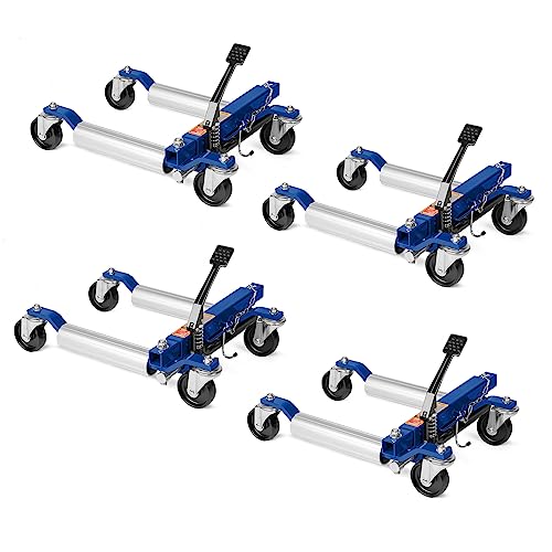 TUFFIOM Car Wheel Dolly Jack Set of 4, Hydraulic 6000-lbs Car Skates, 12'' Wheel Vehicle Positioning Jack, Heavy Duty Rollers with Foot Pedal for Tire Auto Repair Moving, Blue - color: Blue, Set of 4