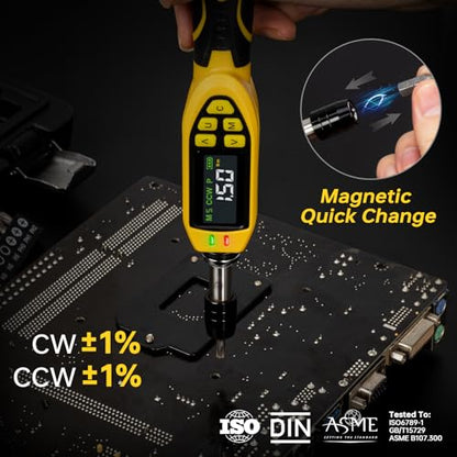 YIYEIE 46-Pc Digital Torque Screwdriver, 3.5-70.8 in-lb, ±1% Precision Electronic Torque Screwdriver Set with Buzzer & LED, 1/4" Inch Pound Torque Driver with S2 Bits for Bike Repair & Scope Mounting - size: 46PCS, style: Digital