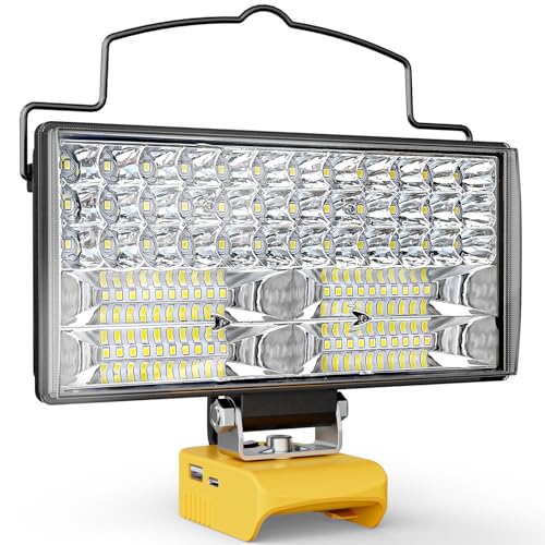 Ecarke LED Work Light Compatible with DeWALT 20V, 148W 14800LM Cordless Flashlight, 7" Battery Flood Light with Low Voltage Protect for Emergency, Job Site & Security Lighting(Tool Only) - color: 148W