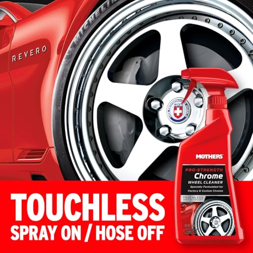 Mothers Pro-Strength Chrome Wheel Cleaner, 24 oz. (05824) | Safely Cleans Chrome & Roughcast Aluminum Mag Wheels, Removes Brake Dust, Grease, Dirt & Grime with Easy Spray-On, Hose-Off
