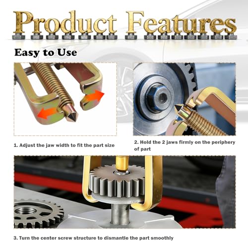 4 Inch 2 Jaw Small Gear Puller Adjustable,High Strength Pulley Puller Tool for Dismantling Gear and Bearings,Professional 2 Jaw Pullers Tool Separate Lifting Automotive Tools