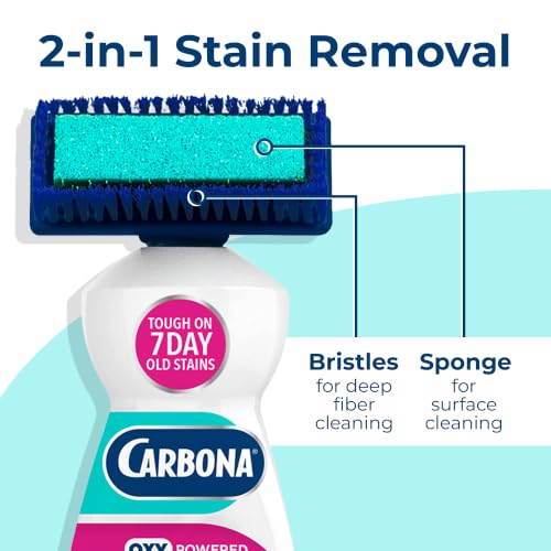Carbona 2-in-1 Oxy-Powered Carpet Cleaner (13.5 Fl Oz), Spot Cleaner with Dual Sponge & Bristle Applicator for Targeted Cleaning, Fast Formula - size: 13.5 Fl Oz (Pack of 1)