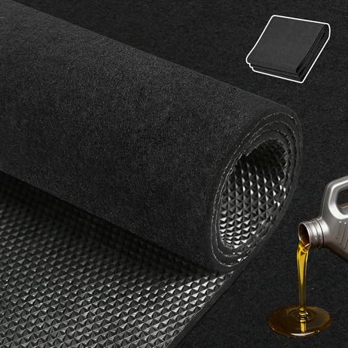 Oil Spill Mat, 64 x 32 Inch Garage Floor Mat Heavy Duty Absorbent Oil Pad for Under Car with Rubber Backing Protects for All Types of Spills, Black - color: Black