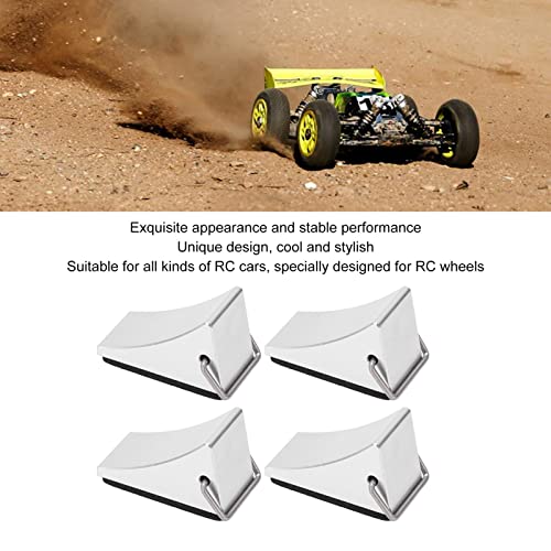 4PCS RC Model Car Wheel Chock, Aluminum Alloy RC Wheel Chock with Anti - Slip Bottom, Durable Tire Stopper for Gen8 Axial SCX10 and Universal RC Cars (Silver) - color: Silver
