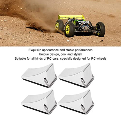 4PCS RC Model Car Wheel Chock, Aluminum Alloy RC Wheel Chock with Anti - Slip Bottom, Durable Tire Stopper for Gen8 Axial SCX10 and Universal RC Cars (Silver) - color: Silver
