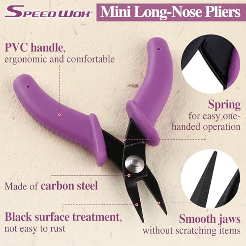 SPEEDWOX 4 Inch Mini Long-Nose Pliers for Jewelry Making Tweezer Nose Pliers Mini Needle Nose Plier Short-Nose Plier Flat Smooth Jaw Jewellery Making Tool Bending Wire Work Craft - size: 4" Chain Nose