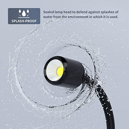 Led Machine Light,Lathe Light Flexible IP66 Waterproof 800 Lumens 110V-220V with Horse Mouth Clamp Base for Lathe Machine,Workbench, Industrial Lighting - size: 8W Work Light + Clamp
