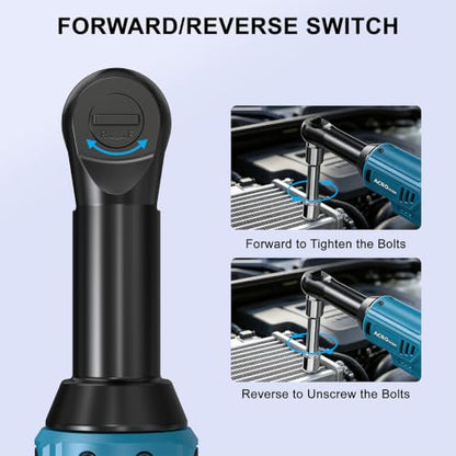 ACROPOW 3/8" Cordless Ratchet Wrench, For Ma-kita 18V Battery | 45Ft-Lbs Extended Electric Ratchet, Variable Speed, 1/4" Adapters, 3" Extension Bar, Bare Tool Only