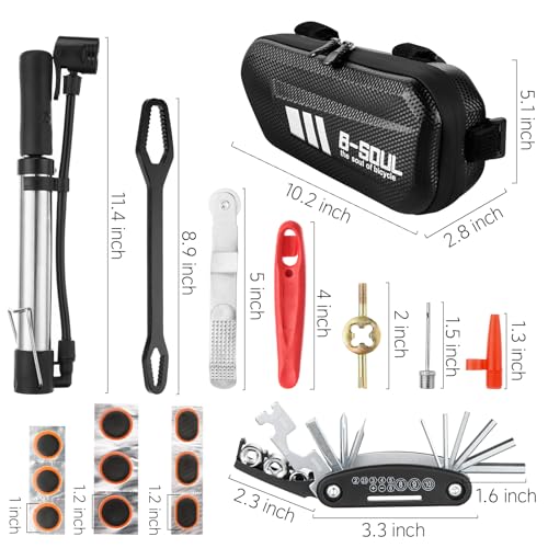 Complete Bike Repair Kit with Waterproof Bag & Stable Foot-Peg Tire Pump | Essential Bicycle Tool, Patch Kit & Multi Tool for Road, Mountain Bike Emergency Roadside Maintenance