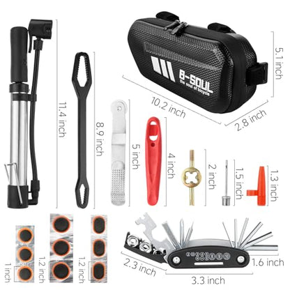Complete Bike Repair Kit with Waterproof Bag & Stable Foot-Peg Tire Pump | Essential Bicycle Tool, Patch Kit & Multi Tool for Road, Mountain Bike Emergency Roadside Maintenance