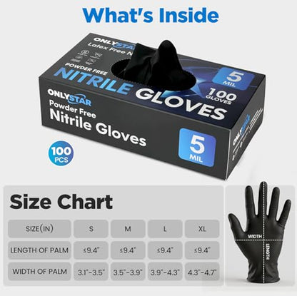 Food Grade 5 Mil Disposable Nitrile Gloves Large, 100Pcs | Latex/ Powder Free, Textured, for Cooking Food Prep, Painting, Oil Change, Changing Wheels, Mechanics, Pet Care, DIY - color: Black(100 Pcs), size: Large