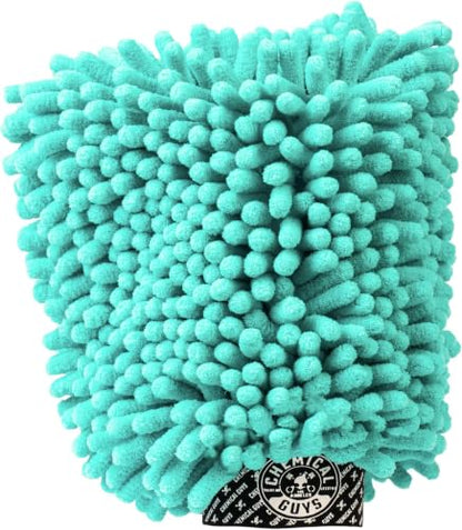 Chemical Guys MIC513 Big Noodle Chenille Microfiber Scratch Free Supersized Car Wash Mitt for Cars, Trucks, SUVs, RVs & More, Turquoise (11" x 12") (Pack of 12) - size: Large (Pack of 12)