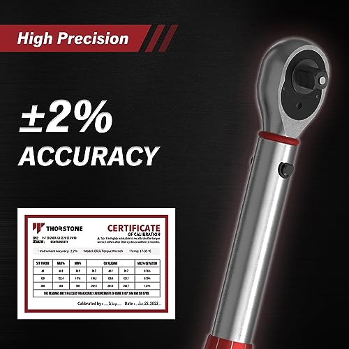 Thorstone 1/4 Torque Wrench, 20-200 in.-lb./ 2.26~22.6Nm Dual-Direction Adjustable Micrometer Click Torque Wrench, 72-Tooth Gear, ±2% Clockwise High Accuracy Reversible Dual Range Scales - size: 1/4 IN 20-200 FT-LB (72 TOOTH)