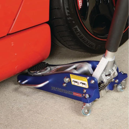 1.5 Ton Low Profile Aluminum Racing Floor Jack – 3000 lb Rapid Pump Car Lift for Quick Vehicle Maintenance – Lightweight Design, Blue