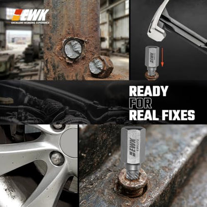 EWK 35-Piece Screw Extractor Set with Left-Hand Drill Bits, Spiral Screw Extractors, and Multi-Spline Removers for Stripped Screws, Broken Bolts, Rusted Fasteners, and Damaged Hex Heads - style: 35 Pcs Screw Extractor & Drill Bit