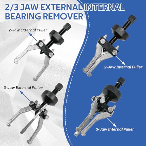 DASBET 17PCS Slide Hammer Puller Set | 2/3 Jaw Sliding Hammer Bearing Puller Kit Dent Hub Gear Puller Remover Set, 9-Way Internal External Puller Hub Puller