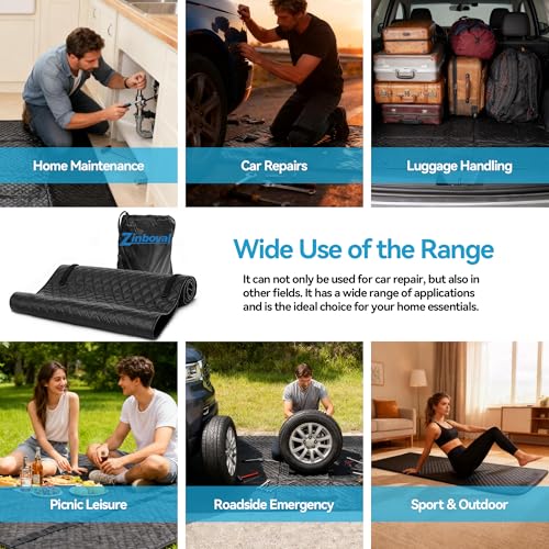 Magic Rolling Creeper Mat 58''x28'' Portable Under Car Repair Mat Folding Repairing Mechanic Pad Automotive Garage Creeper Mats for Car, SUV & Pickup Truck-Black - color: black