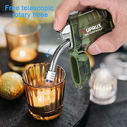 SUPRUS Waterproof Lighter Windproof Lighter Arc Plasma Lighters USB-C Rechargeable with Expandable and Flexible Neck for Outdoor, Camping & Kitchen (Camouflage, 2Packs) - color: Camouflage, 2packs