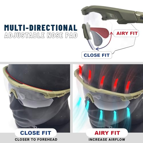 HTS HUNTERSKY Ballistic Tactical Shooting Glasses ANSI Z87+ UV400 Protective Eyewear - color: Khaki Dots Clear