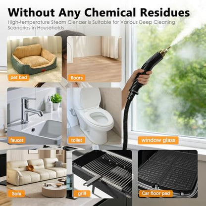 Steam Cleaner, 6-Level Adjustable Portable Steamer Handheld, Fast Heat-Up, 1.2LTank, Steamer Cleaning with 8 pcs Accessories for Home Dirt, Grease, Grout, Tile,Floor, Car, Carpet