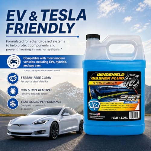 UCS Windshield Washer Fluid 2-in-1 Bug Remover – Ready to Use Formula – Streak-Free Cleaning – Removes Dirt & Road Grime – 1 Gallon (128 fl oz) Methanol-Free - color: Blue, size: 128 Fl Oz (Pack of 1)