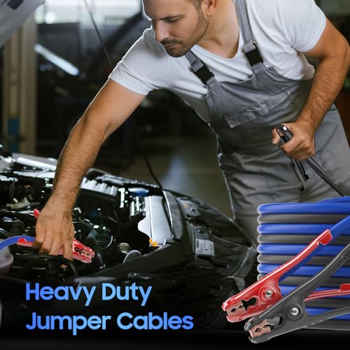 Heavy Duty Jumper Cables, 4 Gauge 20 Feet 600Amp Automotive Booster Cables for 12V & 24V Cars, SUVs and Trucks, Jumper Cables Kit (4AWG x 20Ft) - size: 4Gauge x 20Ft