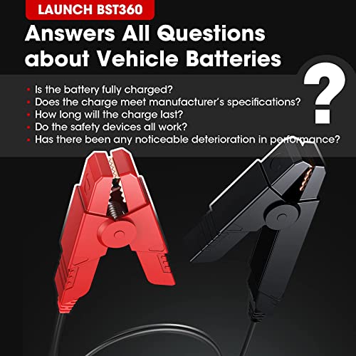 Car Battery Tester, LAUNCH BST360 6V 12V Battery Load Tester Auto Alternator Analyzer for CCA, AGM, GEL Type, Compatible with Android/iPhone/LAUNCH X431 Diagnostic Tools, Bluetooth Connection