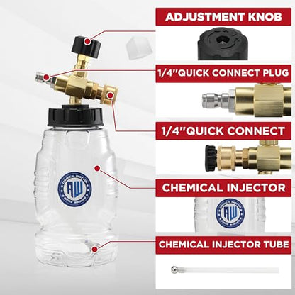 RIDGE WASHER Power Washer Undercarriage Cleaner, Chemical Injector Bottle | 16 Inch Under Car Washer with Straight Extension Wand, 4000 PSI