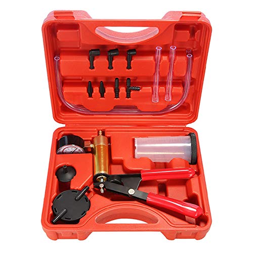 Beduan 16pcs Brake Bleeder Kit Hand Held Vacuum Pump Tester with Adapters for Automotive - color: Red