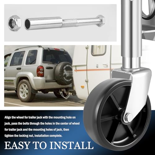 6" Trailer Jack Wheel Replacement,Upgraded Trailer Tongue Jack Wheel with 1200 Lbs Load Capacity,Heavy Duty Wheels for Trailers Jacks Replacement for Trailers RV Hitch
