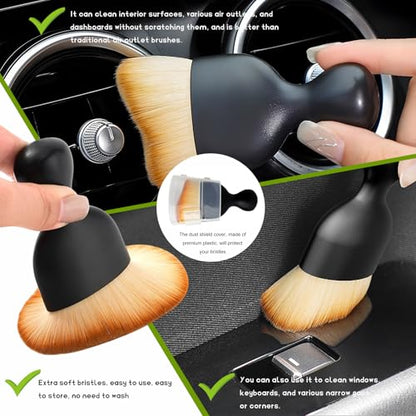 5PCS Car Detailing Brushes Duster Kit, Soft Cleaning Set Includes Dashboard Crevice Brushes Air Vent Duster, Auto Interior Dusting Brush Kit for Air Vent Dashboard Panel