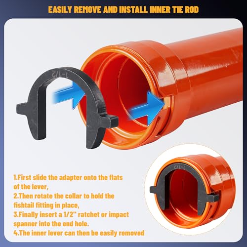 Inner Tie Rod Removal Tool Set Automotive Inner Tie Rod Tool Kit with 12 Crowfoot Adapters, 1/2 Inch Drive Tube for the ball head inside the steering wheel, steering wheel lever wrench set