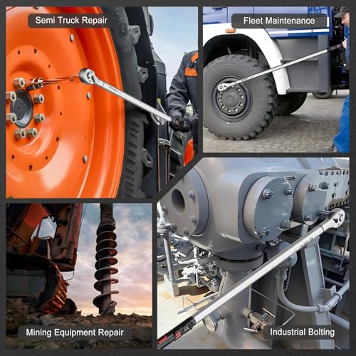 VANPO Digital Torque Wrench 3/4-Inch, 37–737 ft-lb. for Heavy Equipment | ±2% Accuracy, Electronic Torque Wrench with LED, Buzzer & Vibration Alert for Wind Turbine, Mining Equipment & Industrial - size: 3/4-inch 37-737 Ft-lb/50-1000 Nm