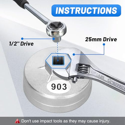 74mm Oil Filter Wrench: 14 Flutes Oil Filter Removal Tool Compatible with FL-910S/FL-500-S, BRIGGS-STRATTON 492932/695396/792326, FRAM PH8170, TECUMSEH 36563, WIX 57035 Lawn Mower Oil Filters