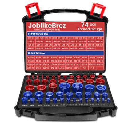Thread Checker, 74pcs Nut and Bolt Thread Checker, 39 Inch & 35 Metric Box Set Thread Gauge, Thread Checker Standard and Metric Suitable for Size Checker of Bolts or Nuts in Narrow Areas - size: 74 Thread Checker