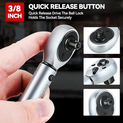 Auto Dynasty 3/8 Inch Dual-Scale Reversible Ratchet Wrench Set 20-200in.lb/2.26-22.6 n.m with Quick Release and Accurate Torque Control - Perfect for Cars, Bikes, and Machinery Maintenance - size: 3/8 Inch-200in.lb