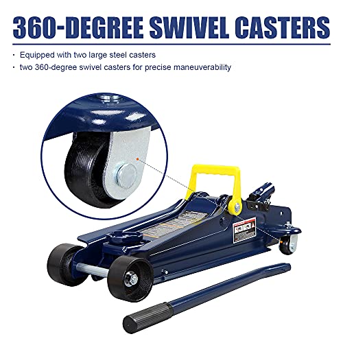 2.5 Ton (5,000 lb) Capacity Blue Hydraulic Low Profile Trolley Service/Floor Jack with Single Piston Quick Lift Pump