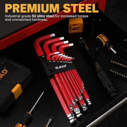 ELEAD Jumbo Hex Key Allen Wrench Set | 13-Piece SAE 5/64"-3/4" | Long Ball End Durable S2 | 4" - 13.5" Long | Automotive | Mechanic | Furniture | Professional Grade Tools - style: 13PCS Jumbo SAE
