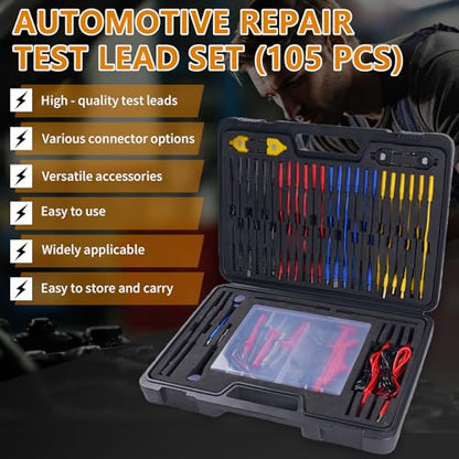 105PCS Automotive Circuit Test Lead Kit with Upgraded Puncture Probes & Meter Hanging Kits - Universal Multimeter Test Lead Set for Car/Truck/Motorcycle Electronic Fault Diagnosis - size: 105-piece