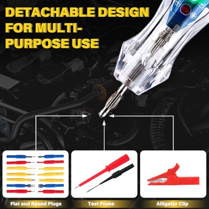101PCS Automotive Test Light Probe Kit, 3-72V DC LED Digital Automotive Circuit Tester, Car Retainer Clips & Fastener Remover & Terminal Pin Removal Tool Set with Black Carrying Case