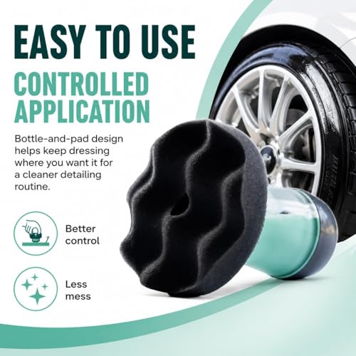 Flow Tire Shine Applicator Pad for Cars & Trucks, Reusable Tire Dressing Applicator, No-Drip Streak-Free Finish, Works with Tire Shine Gels, Sprays & Dressings