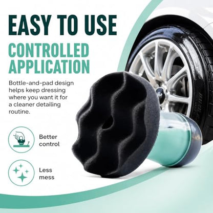 Flow Tire Shine Applicator Pad for Cars & Trucks, Reusable Tire Dressing Applicator, No-Drip Streak-Free Finish, Works with Tire Shine Gels, Sprays & Dressings