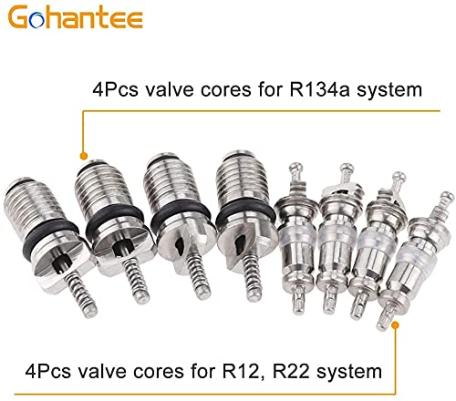 17Pcs Air Conditioning Valve Core Kit Schrader Valve Cores Accessories A/C R12 R134a Refrigeration Valve Stem Core Rmover Tool HVAC System Seal Caps Kit