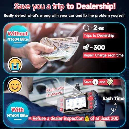 FOXWELL OBD2 Scanner Diagnostic Tool NT604, ABS/SRS/Transmission/Check Engine Code Reader for Cars and Trucks, 2026 diagnostic scanner for all vehicles, EN/ES Ver., Lifetime Update, Live Data, AutoVIN | Car Scanner with Live Data, Lifetime Free Updates, o