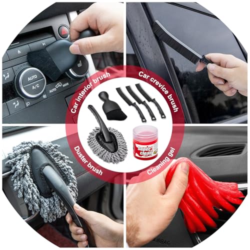 45Pcs Car Wash Cleaning Kit with High Power Handheld Vacuum Windshield Cleaning Tool with Side Mirror Squeegee Detailing Brushes Tire Brush Towels Complete Detailing Set for Car - size: 45Pcs