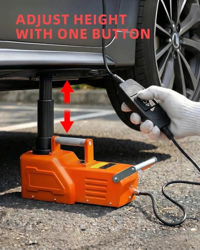 Electric Car Jack 15 Ton, 12V Heavy-Duty Hydraulic Jack with LED Light, Electric Floor Jack for Truck SUV RV Van, Lifting Range 7.9–20.5 Inches - color: 15T Orange Mentallic - Jack only