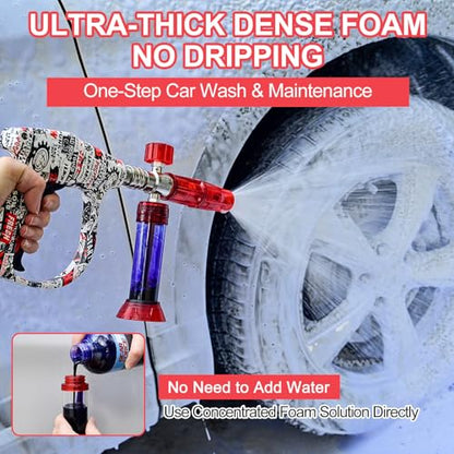 BEAR FORCE Pressure Washer Gun Up to 3000 PSI with Undiluted Mini Foam Cannon Set, 5 Spray Nozzles, Power Washer Spray Gun with 3/8'' Swivel Quick Connect, M22-15mm Connector, Car Wash, Car Detailing - color: Spray Gun & Mini Foam Cannon Set